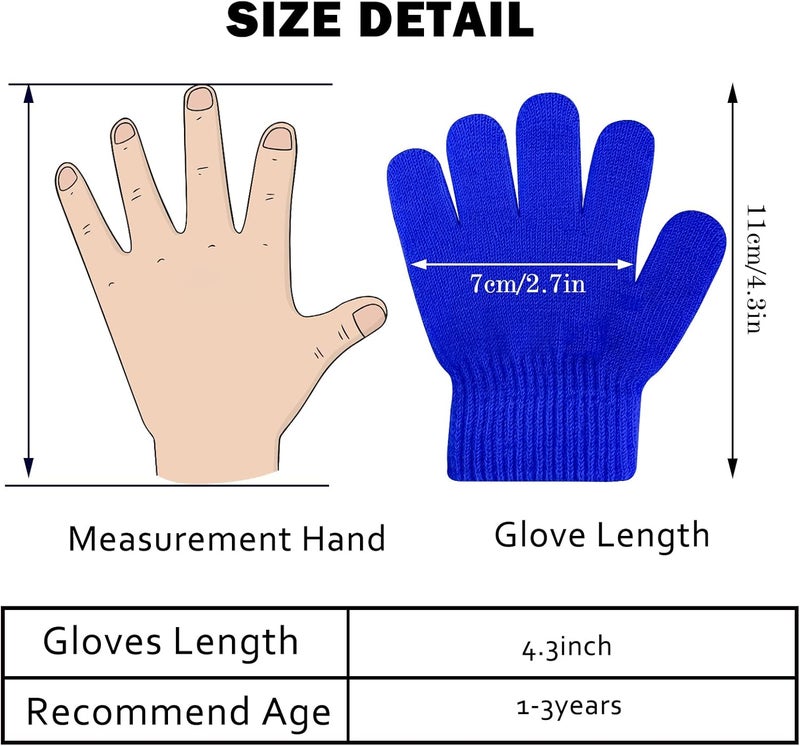 ONESING 6 Pair Baby Gloves Toddler Gloves Toddler Winter Gloves Kids Gloves Winter Stretchy Knit Gloves for Kids Boys Girls - Image 3